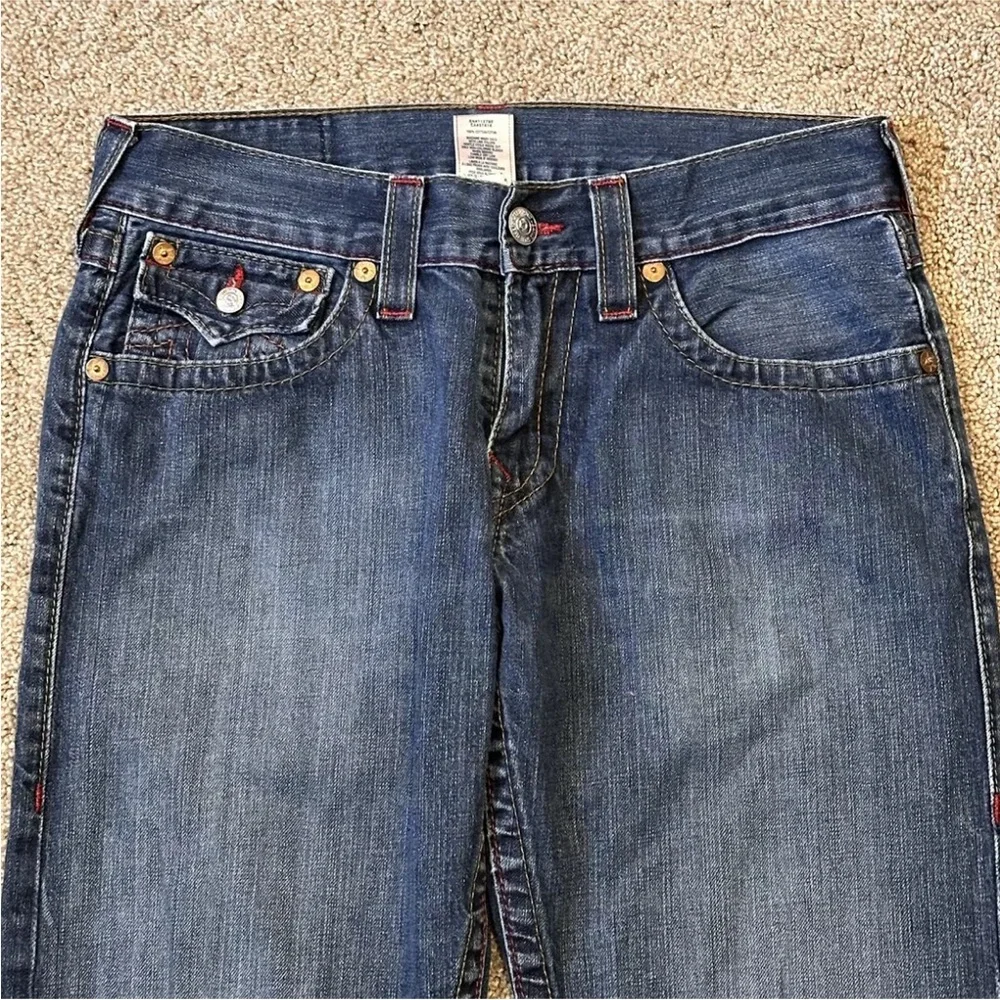 TRUE RELIGION Denim Jeans Blue Men's Size 32 #112790 Straight Leg Distressed EUC - Picture 2 of 16